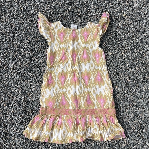 🥒 Nimo With Love Anthropologie Bouganvilla Linen Natural Print Mini Dress XS - Picture 6 of 10